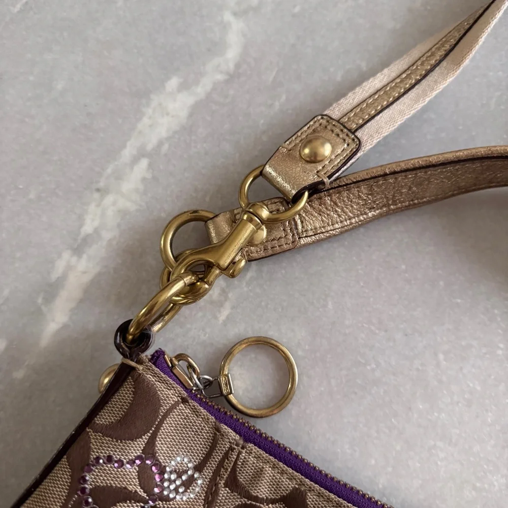 RARE Coach Poppy Tartan Applique Groovy Crossbody Shoulder Bag Brown Monogram - Picture 5 of 16